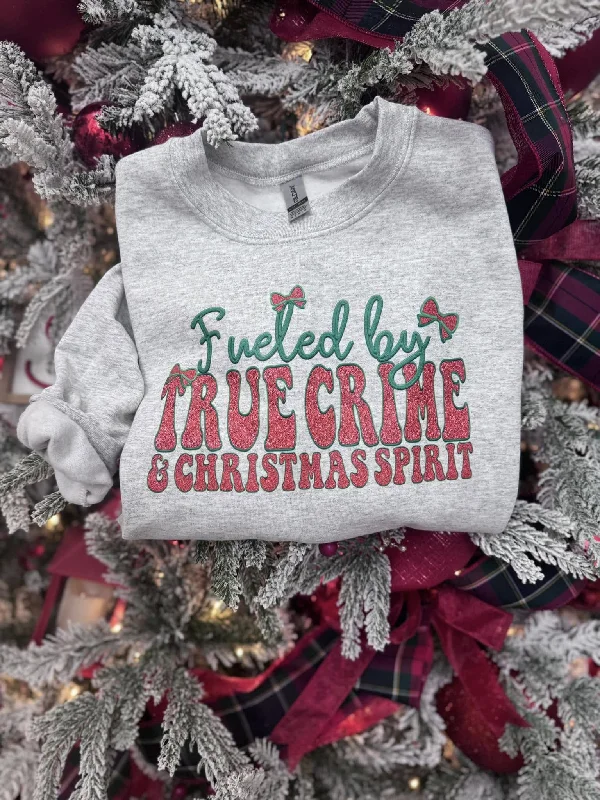 CrewneckcloudFueled by True Crime & the Holiday Spirit Graphic Crewneck Sweatshirt