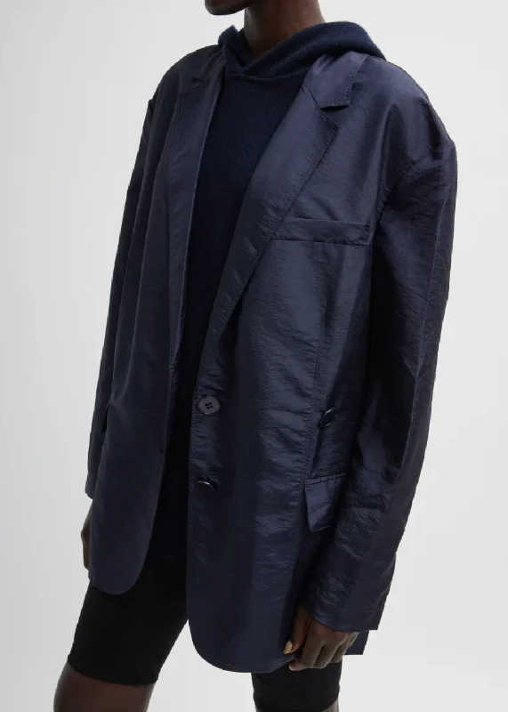 BlazerinitiativeTibi Crispy Nylon Liam Blazer in Navy