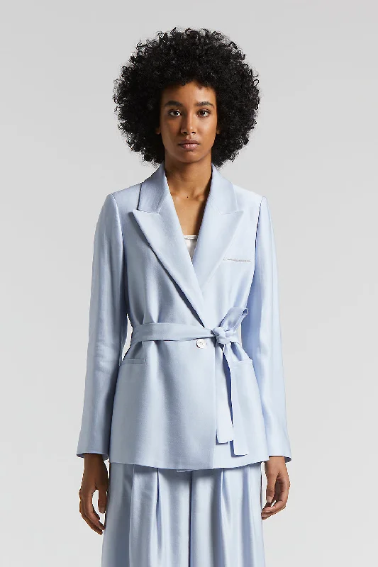 BlazerblockchainShiny gabardine belted blazer