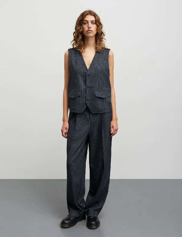 BlazerclassicPinstripe Melange Orla Vest, Parisian Night Melange