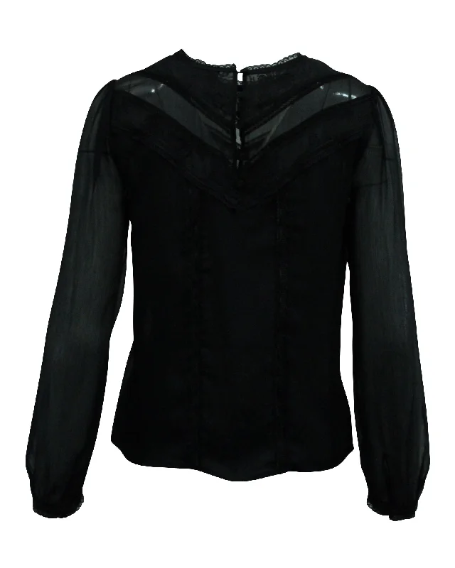 Compression ShirtsAlice + Olivia See Through Sleeves Blouse in Black Polyester