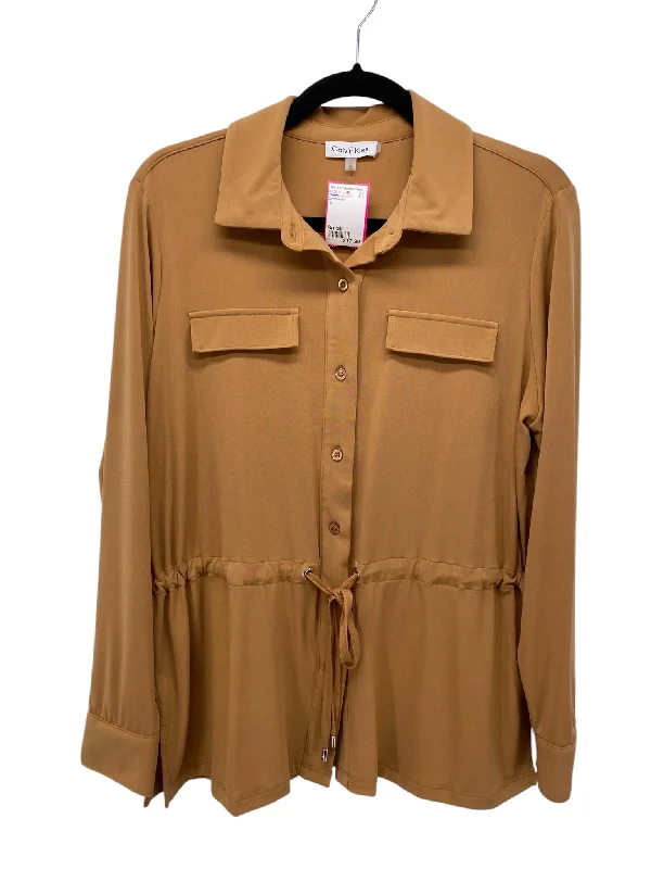 Gym ShirtsCalvin Klein Misses Size Small Tan LS Blouse