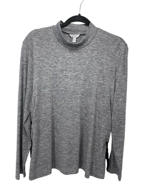 Asymmetrical ShirtsCalvin Klein Misses Size XL Grey LS Blouse