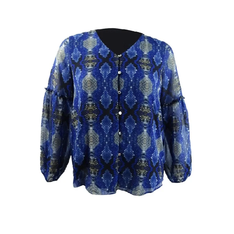 Button-Up ShirtsCalvin Klein Women's Printed Balloon-Sleeve Blouse