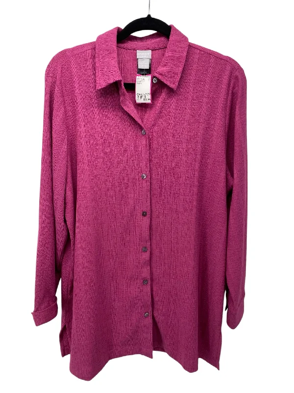 Zippered ShirtsChico's Misses Size Chico's 2 (12) Magenta LS Blouse