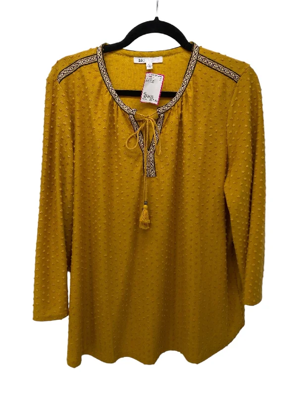 Camping ShirtsDaniel Rainn Misses Size XL Yellow Print 3/4 Blouse