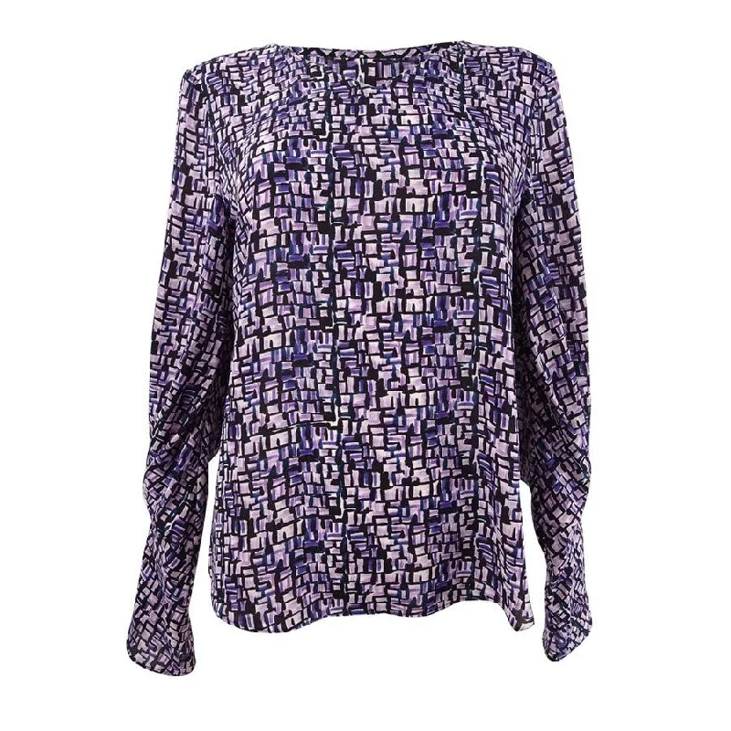 Beaded ShirtsDKNY Women's Printed Pleated-Sleeve Blouse