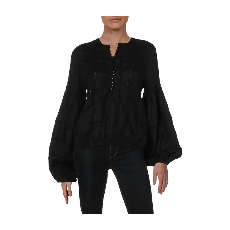 Sheer ShirtsFree People Womens Bell Sleeve Peasant Blouse