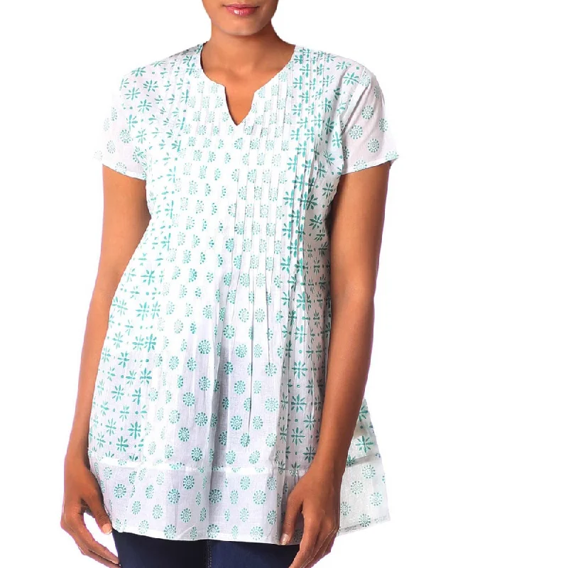 Wrap ShirtsHandmade Cotton 'Teal Harmony' Blouse (India)