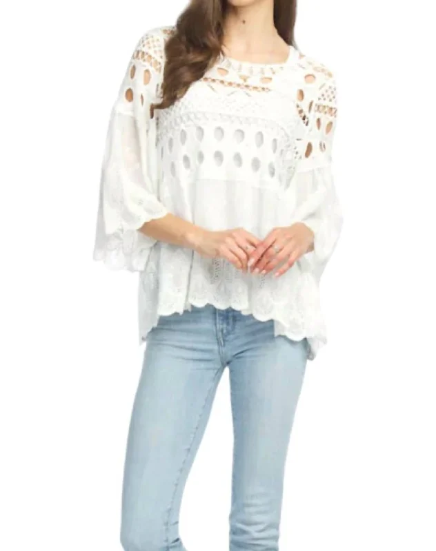 Logo ShirtsIdina Crochet Embroidered Blouse In White