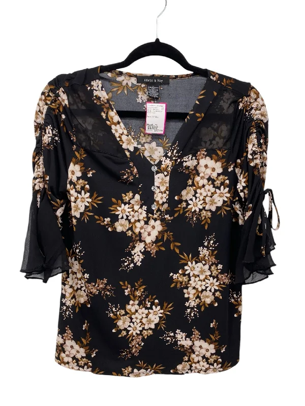 Artist ShirtsIt's SO You Boutique Misses Size Medium Black Floral 3/4 Blouse