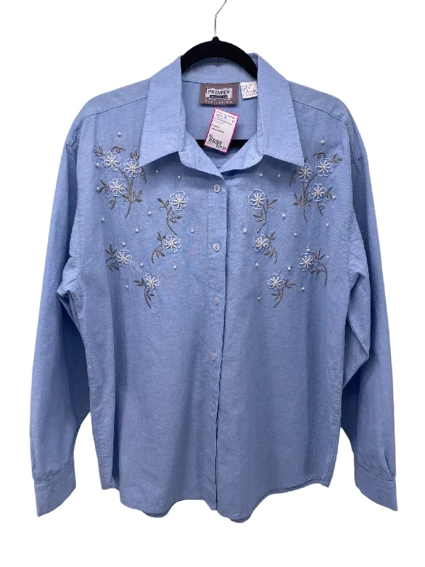 Casual ShirtsIt's SO You Boutique Misses Size XL Blue Floral LS Blouse