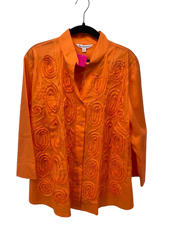 Satin ShirtsIt's SO You Boutique Misses Size XL Petite Orange 3/4 Blouse