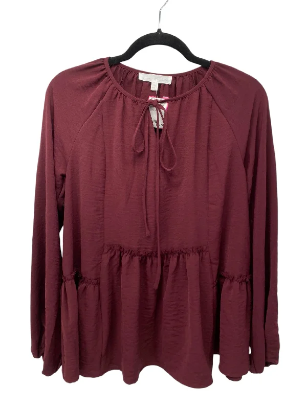 Mesh ShirtsIt's SO You Boutique Misses Size XS Burgundy LS Blouse