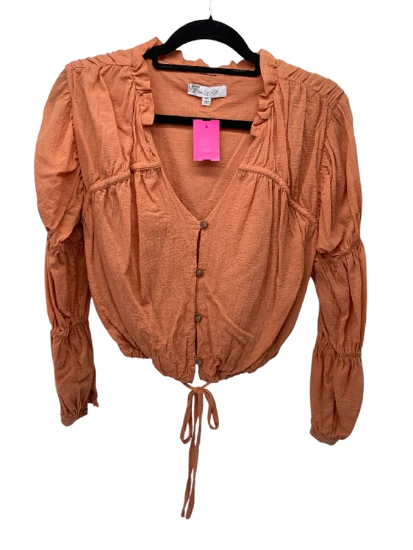 Glitter ShirtsIt's SO You Boutique Misses Size XS Orange LS Blouse