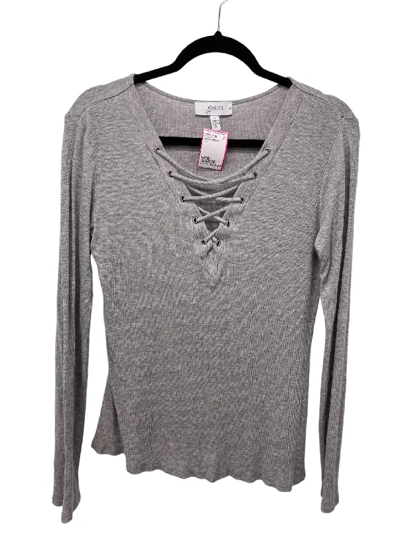 Casual ShirtsJessica Simpson Misses Size Large Grey LS Blouse