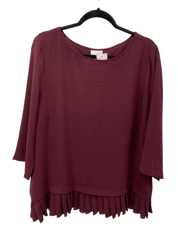 Statement ShirtsJM Collection Misses Size XL Burgundy 3/4 Blouse