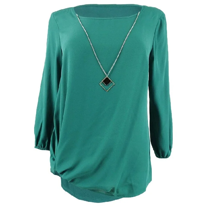 Urban ShirtsJM Collection Women's Twist-Hem Necklace Blouse (XS, Sequoia)