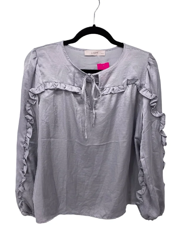 Limited Edition ShirtsLoft Misses Size Small Petite Grey LS Blouse