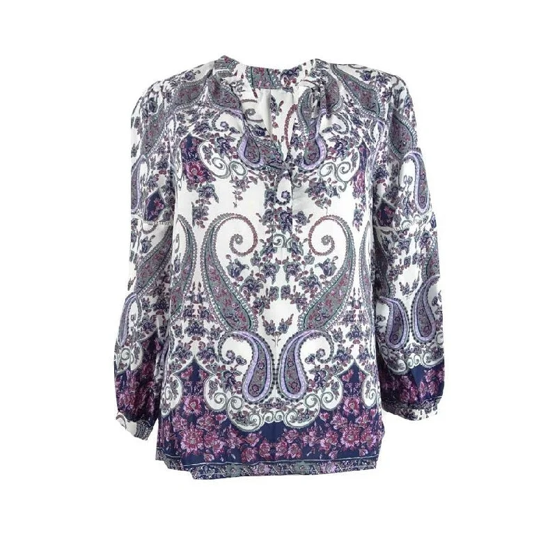 Printed ShirtsLucky Brand Women's Printed 3/4-Sleeve Peasant Blouse