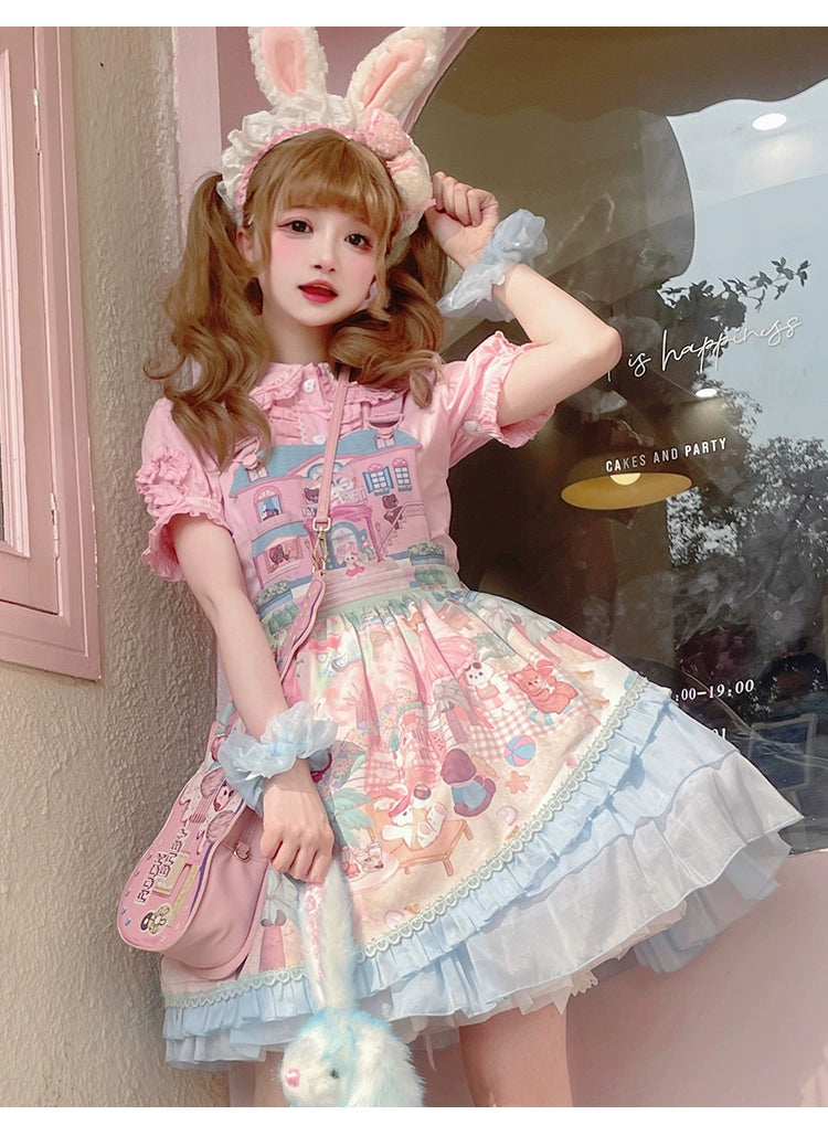 High-Fashion ShirtsMewroco~Little Frosty~Kawaii Lolita Summer Blouse Multicolors