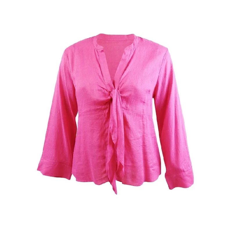 Retro ShirtsMICHAEL Michael Kors Women's Tied Kimono-Sleeve Blouse (L, Cerise)