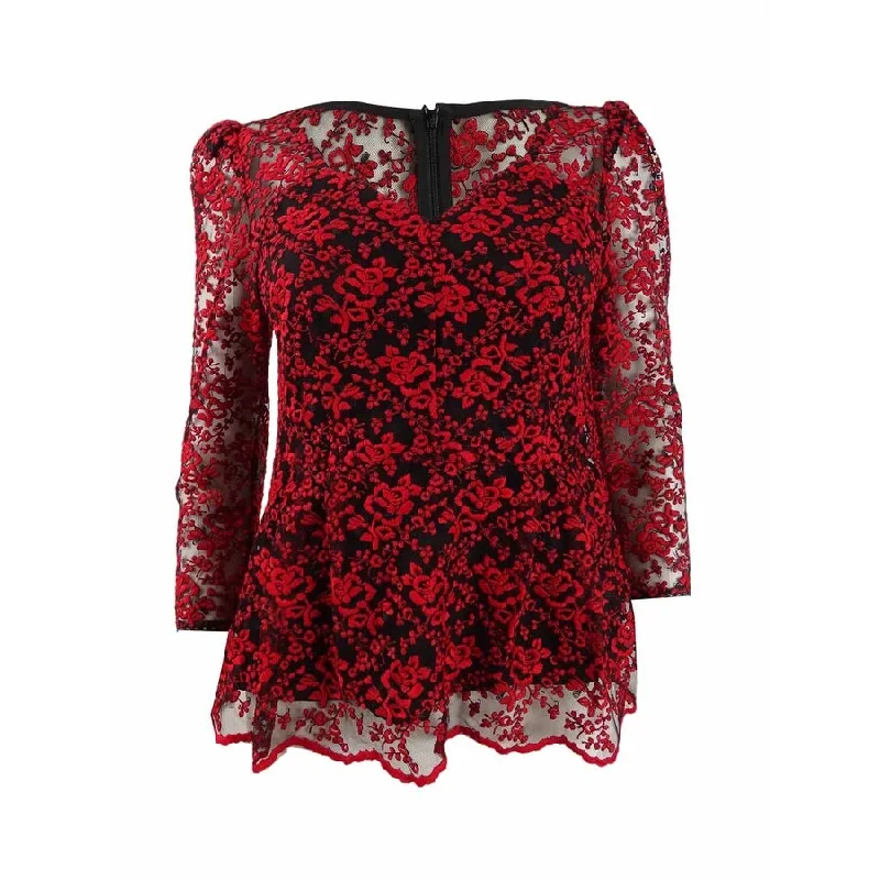 Layered ShirtsNanette Lepore Women's Lace 3/4-Sleeve Blouse