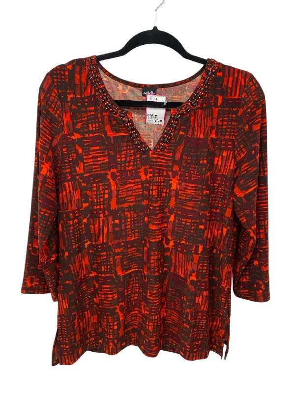 Layered ShirtsRafaella Misses Size Medium Red Print 3/4 Blouse