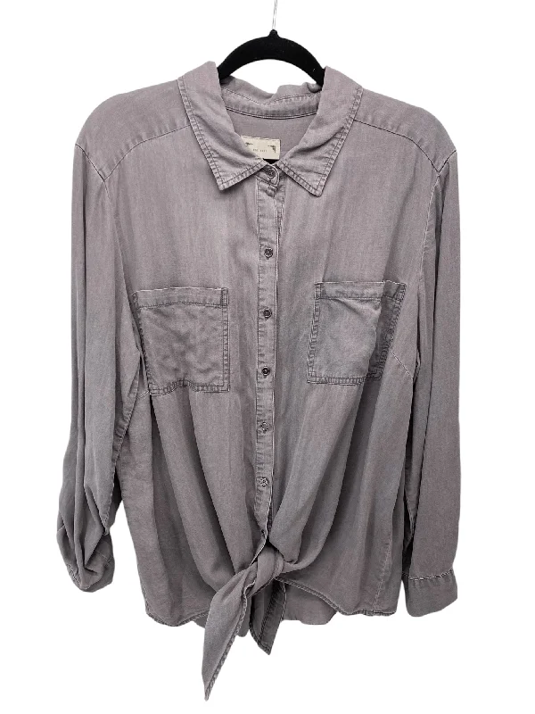 Painted ShirtsStyle & Co. Misses Size XL Grey LS Blouse