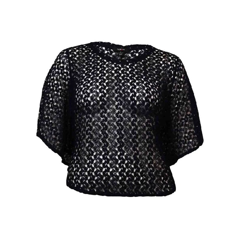 Festival ShirtsStyle & Co Women's Elegant Crochet Poncho Blouse