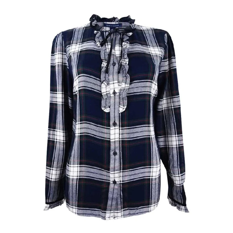 Relaxed Fit ShirtsTommy Hilfiger Women's Ruffled Plaid Blouse