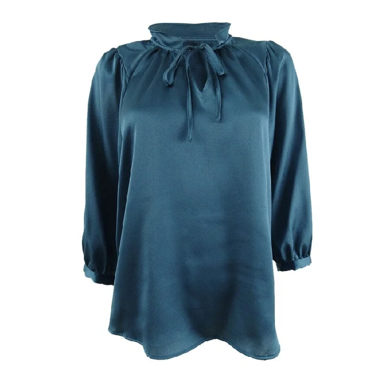 Asymmetrical ShirtsVince Camuto Women's Split Neck Blouse (S, Vintage Blue)