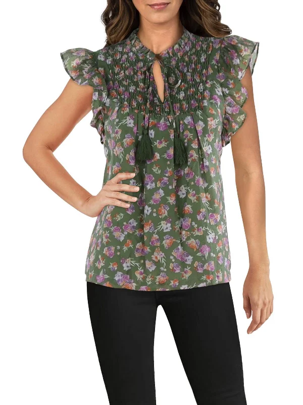 Urban ShirtsWomens Floral Ruffled Blouse