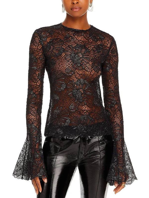 Branded ShirtsWomens Lace Flutter Sleeve Blouse