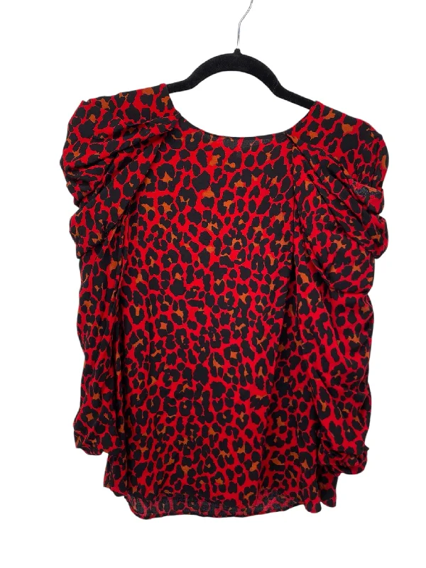 Hemp ShirtsZara Misses Size Small Red Animal 3/4 Blouse