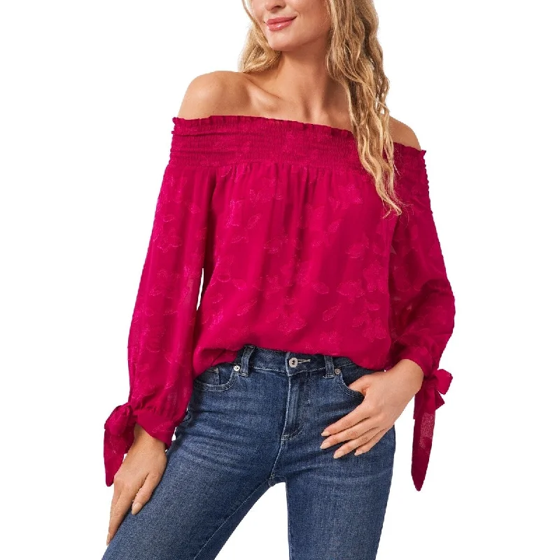 Denim ShirtsCeCe Women's Off The Shoulder Jacquard Blouse Pink