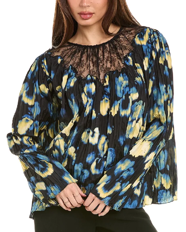 Sequined ShirtsJason Wu Collection Pleated Silk Blouse