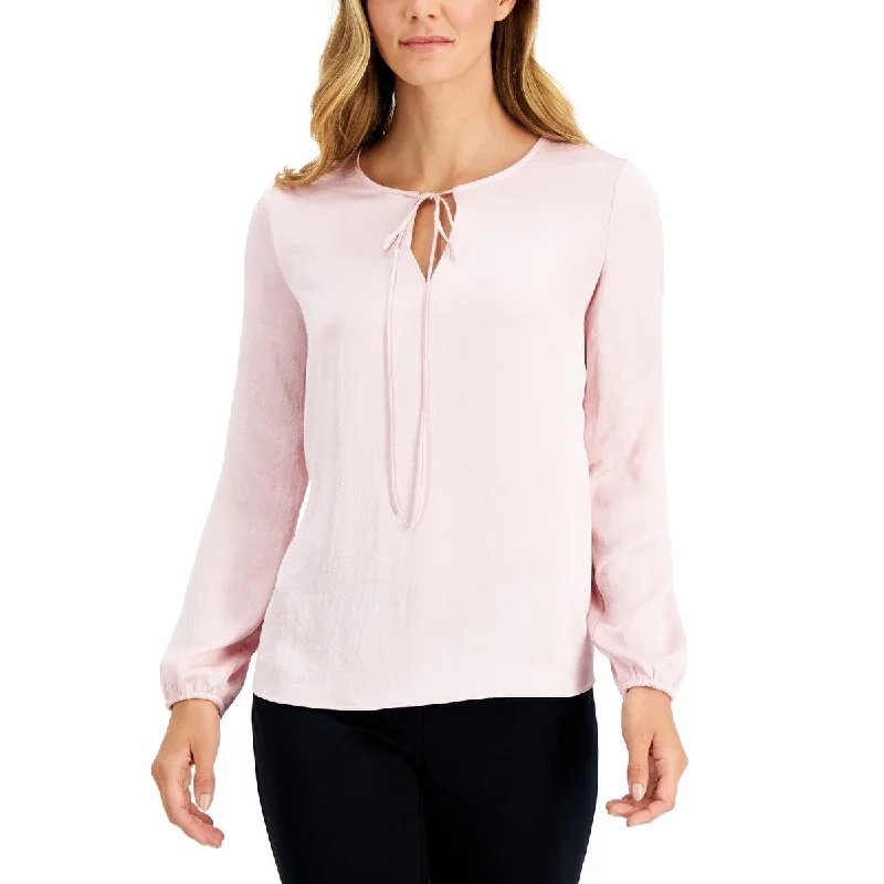 Sheer ShirtsKasper Women's Tie Neck Blouse Pink Size X-Large