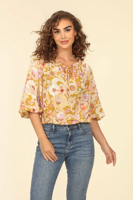 Zippered ShirtsRaglan Tie Blouse