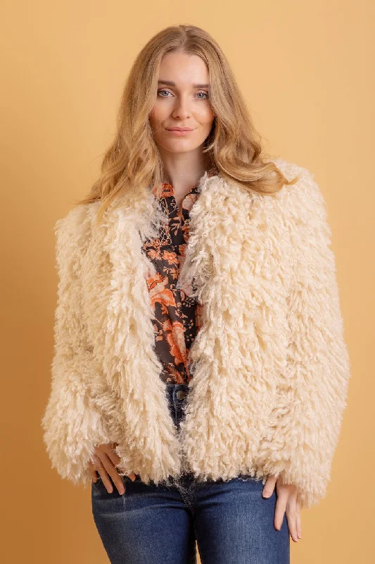 Hayley Fur Jacket BeigeRecycled Fabric Jackets