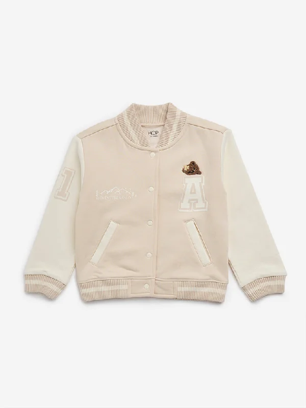 HOP Kids Beige Varsity JacketLeather Jackets