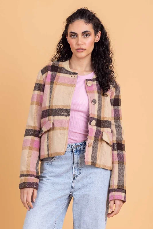 Valerie Jacket Beige Pink CheckWool Jackets