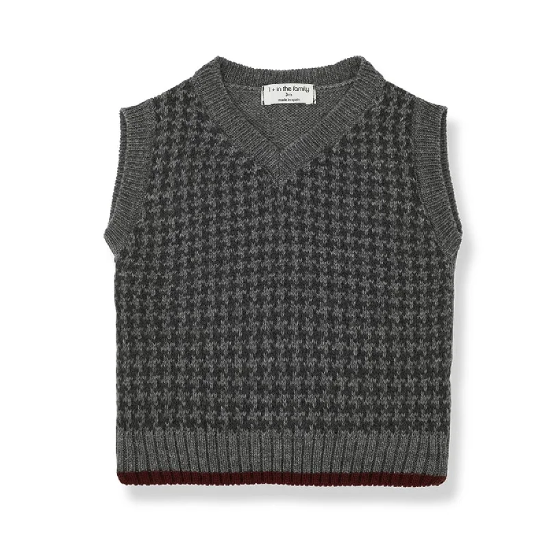 1+ In The Family Roc Anthracite Jacquard VestLeather-Paneled Knit Tops