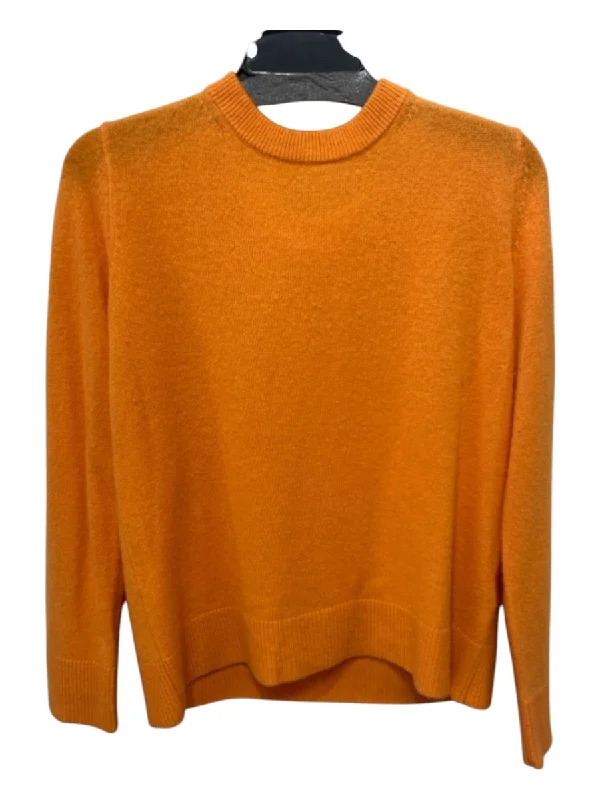 Alice + Olivia Size S Orange Cashmere Crew Neck Long Sleeve SweaterLace Knit Tops