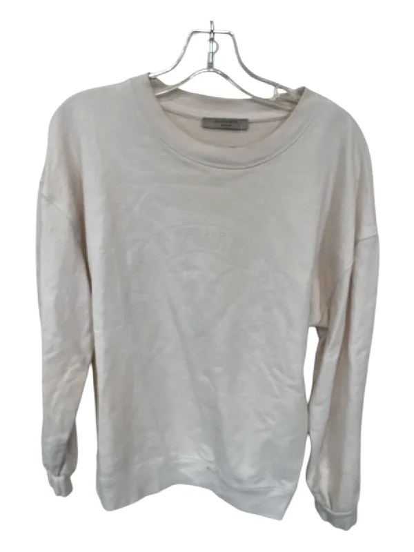 ALLSAINTS Size M Cream Cotton Studded Long Sleeve SweaterButton-Up Knit Tops