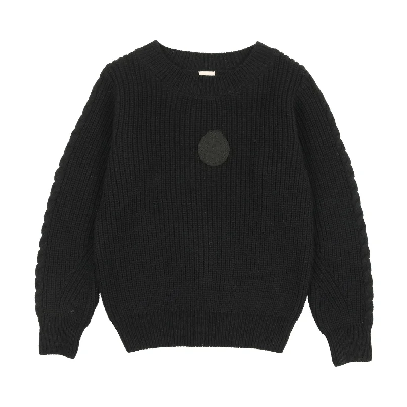 Analogie By Lil Legs Chunky Crest Knit Sweater BlackLongline Knit Tops