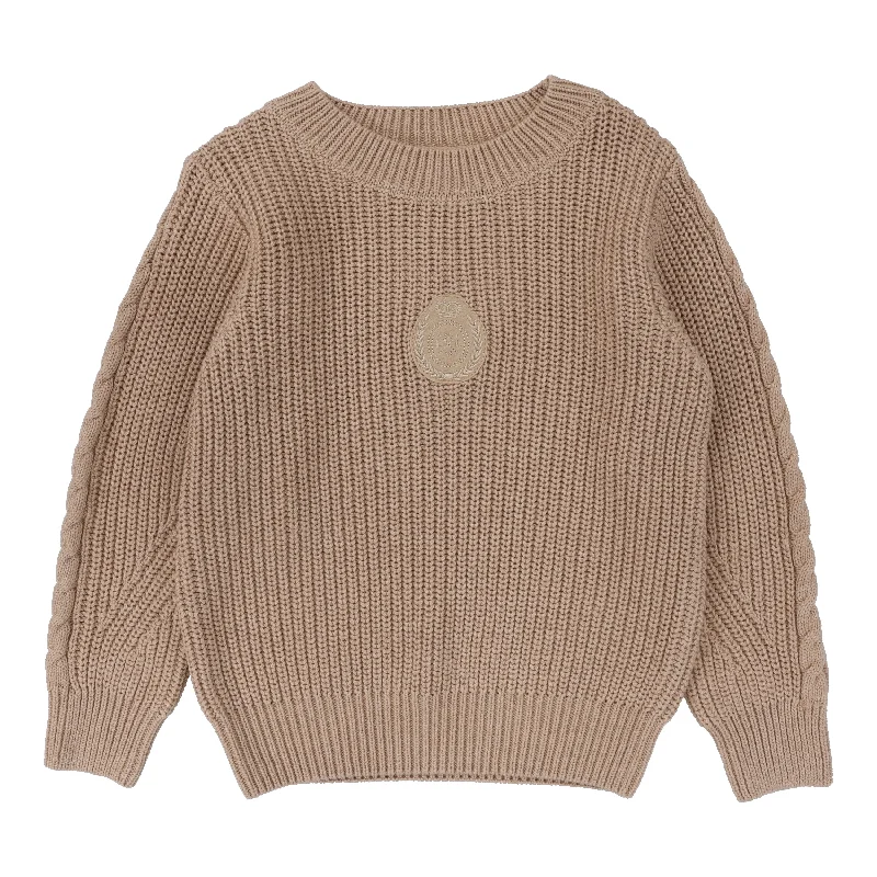 Analogie By Lil Legs Chunky Crest Knit Sweater OatmealTurtleneck Knit Tops