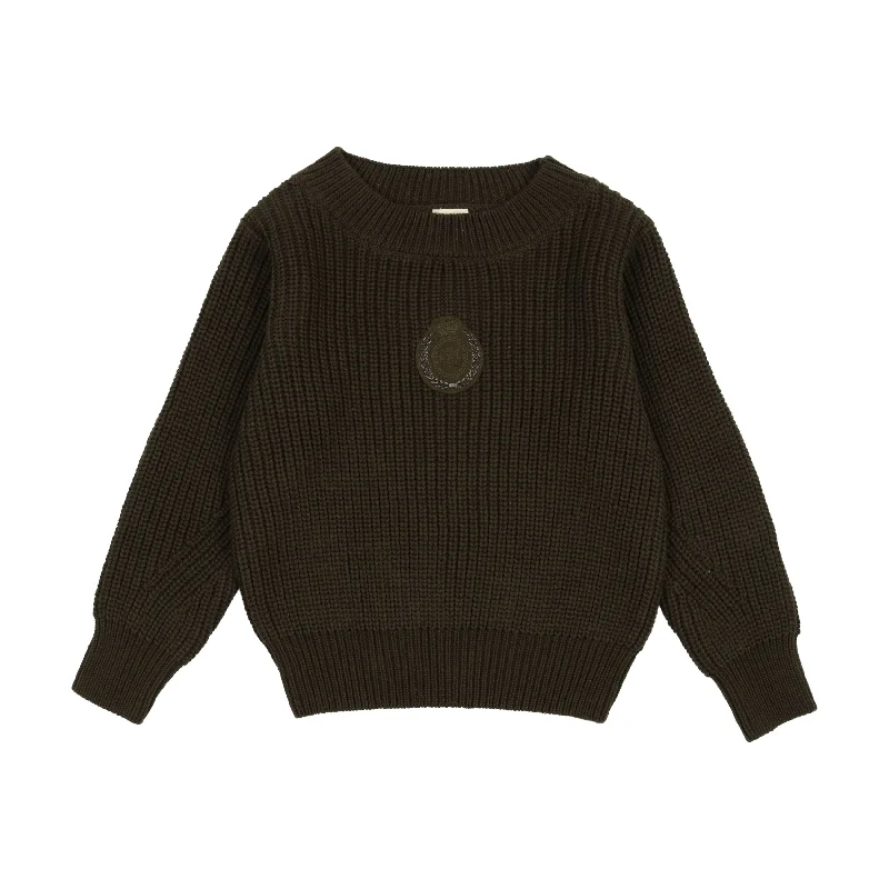 Analogie By Lil Legs Chunky Crest Knit Sweater OliveAsymmetrical Knit Tops