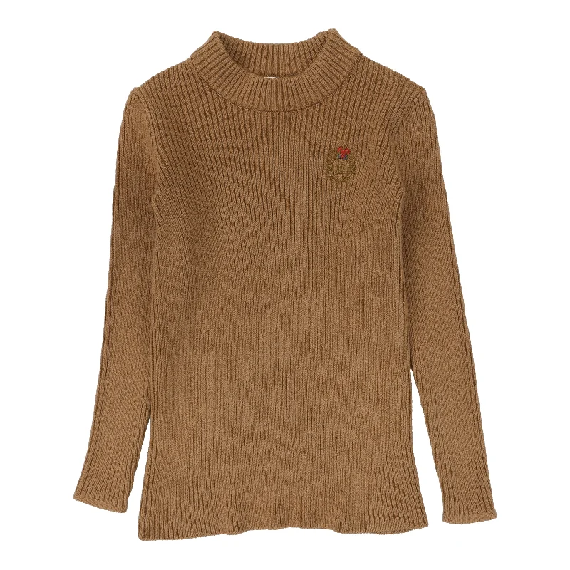 Analogie By Lil Legs Crest Knit Mockneck CamelZippered Knit Tops