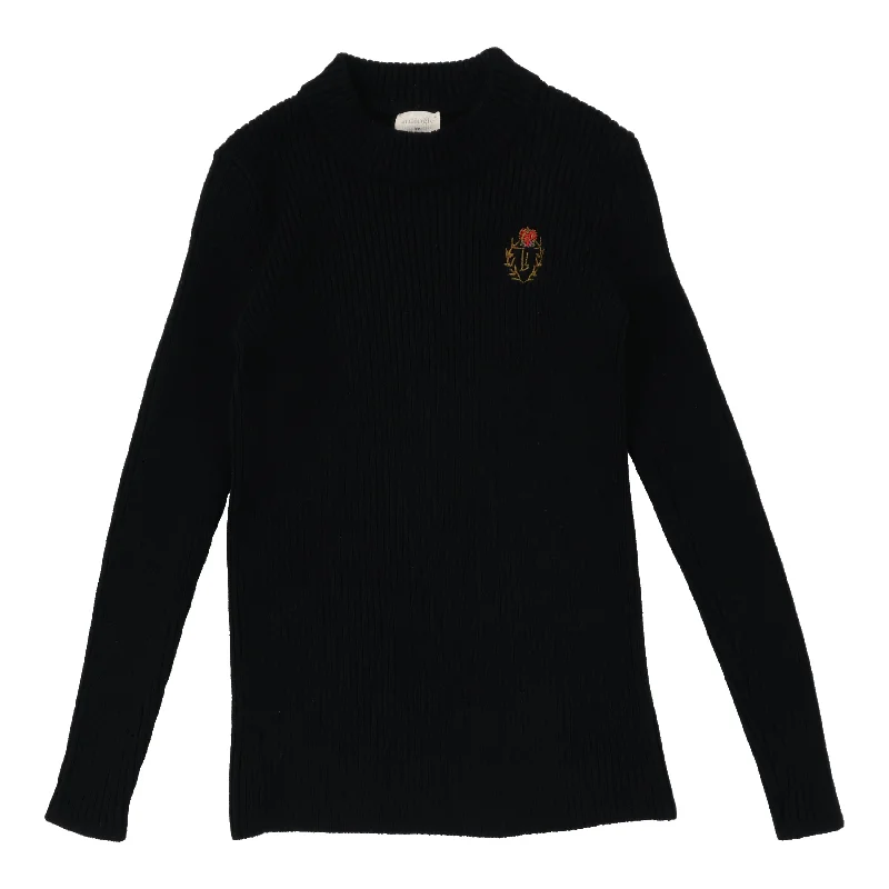 Analogie By Lil Legs Crest Knit Mockneck NavyRibbed Cuff Knit Tops